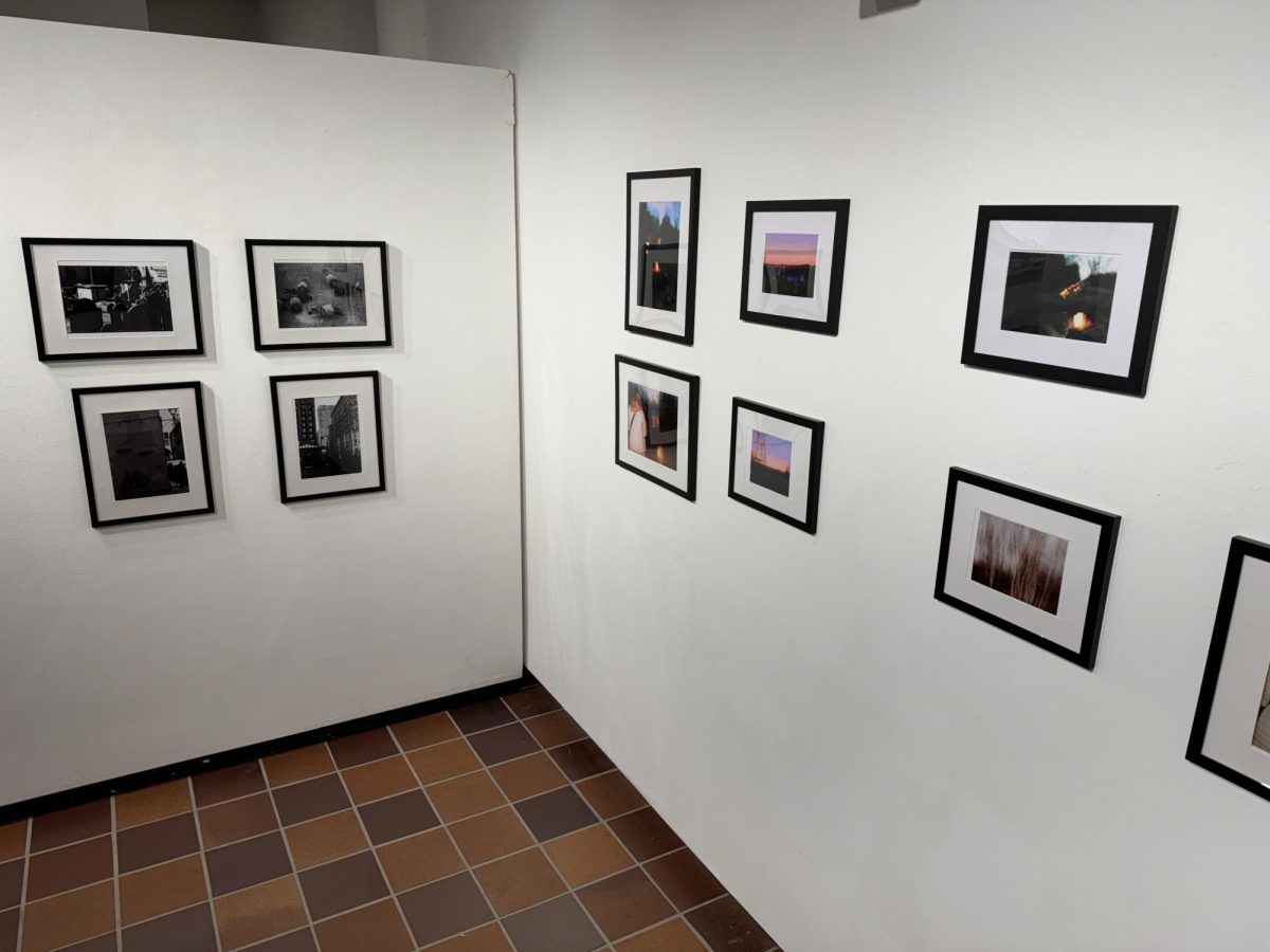FILM PHOTOS. Framed photos from photography students are on display.