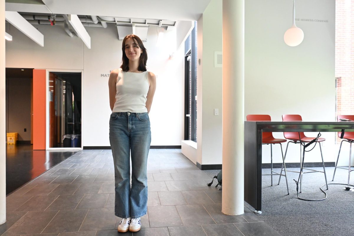 OUTFIT ON A WHIM. Senior Ada LaTarte sports a basic but classic white top and jeans paired with the trending Adidas Sambas. "It's  was a morning thing," LaTarte said to describe how she simply woke up and put together her outfit without previous planning.