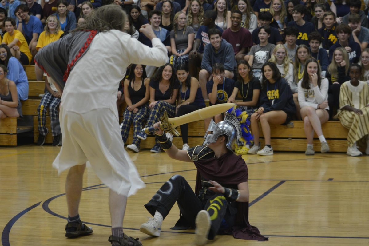 UH-OH. The spartan gets hit by a flying blow from the Crusader.