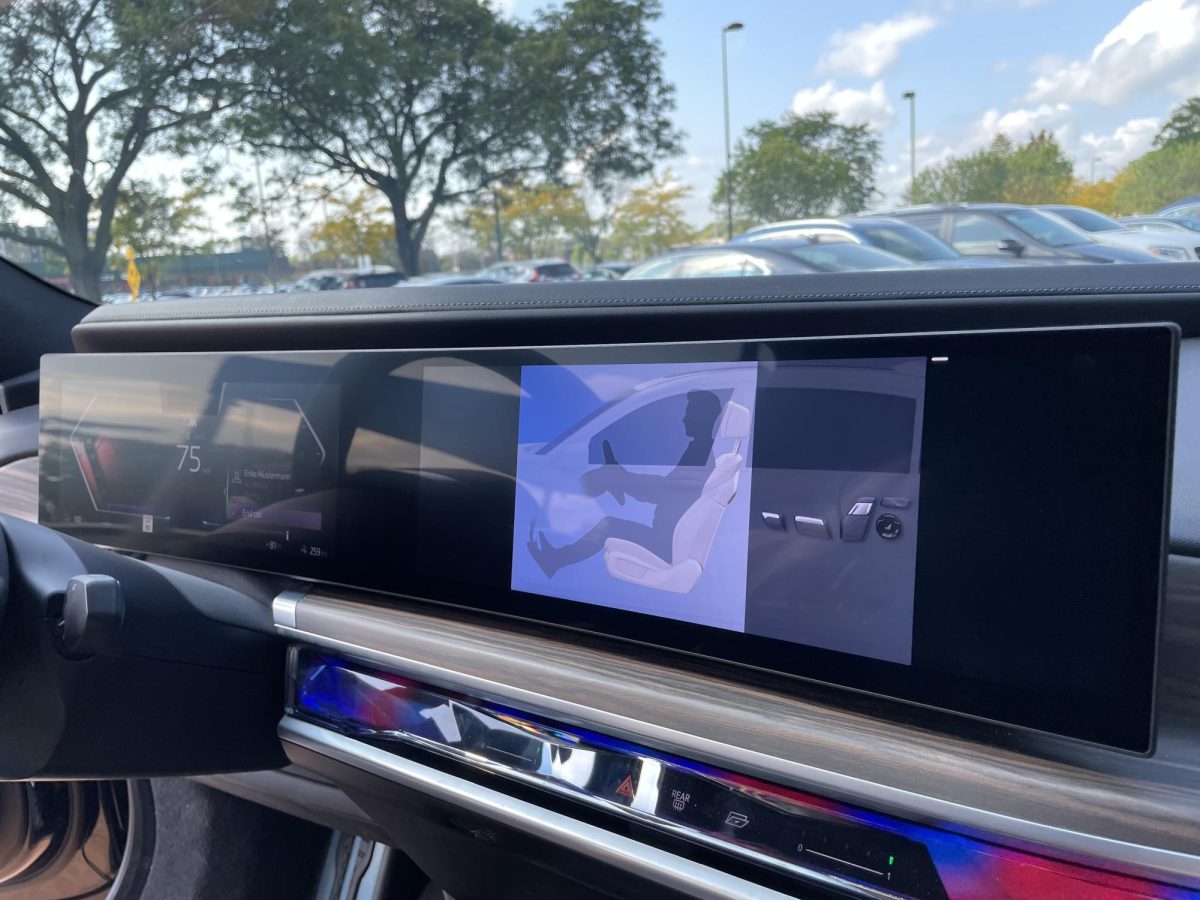 SCREEN TIME. (pic 1 of 3) Main control interface (dashboard touchscreen). I was overwhelmed by the sheer number of screens: a massive one for the dashboard, a foldable theater screen in the rear, and two phone-sized displays on the back seat’s doors.