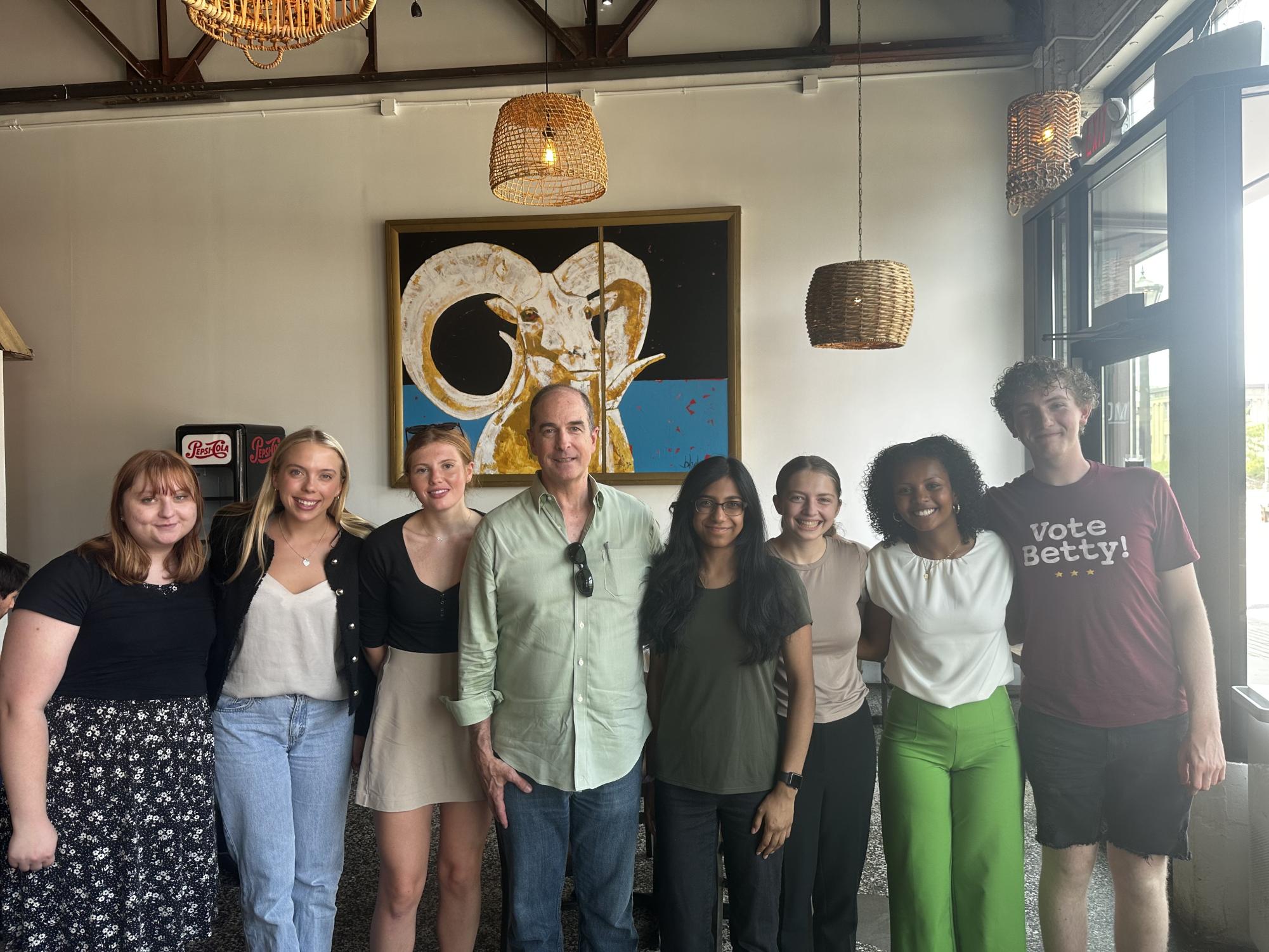 CAMPAIGNING IN STYLE. Hanna poses for photo in gear with other interns. Hanna said “It can seem scary to get involved in politics, but you can make a big difference.”