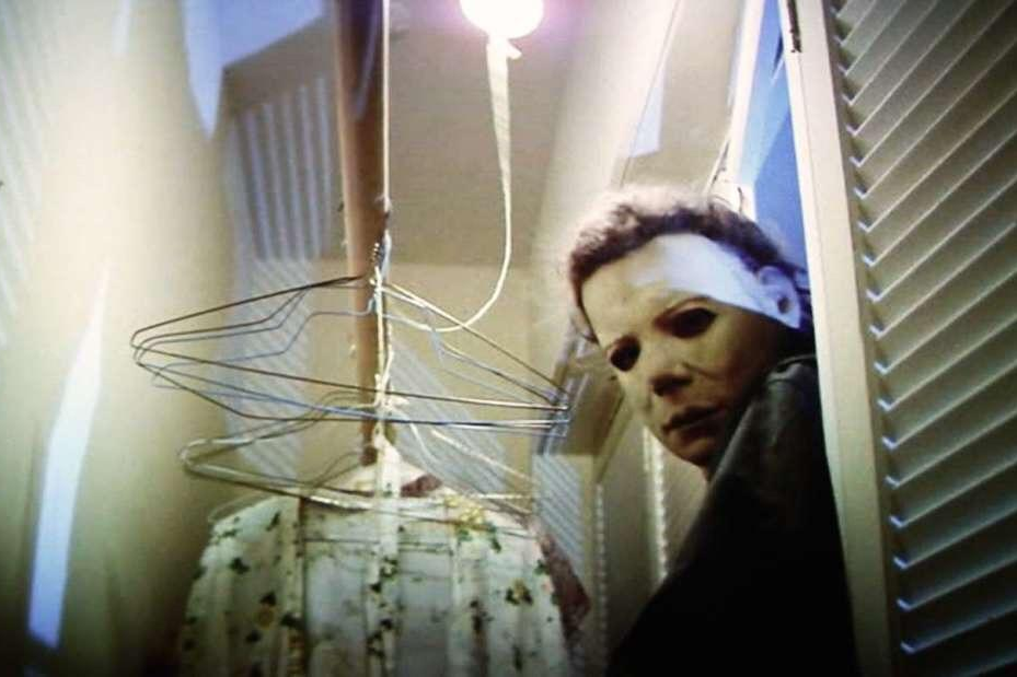 WHERE ARE YOU? The climax of Halloween features Michael Myers (Nick Castle) and Laurie Strode (Jamie Lee Curtis) engaged in a cat-and-mouse chase (image from Compass International Pictures).