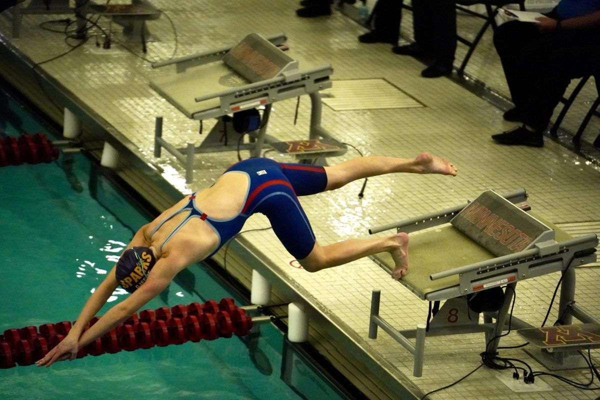 LAUCNH INTO ACTION. Gjerde explodes off the block, making a powerful start to her race.