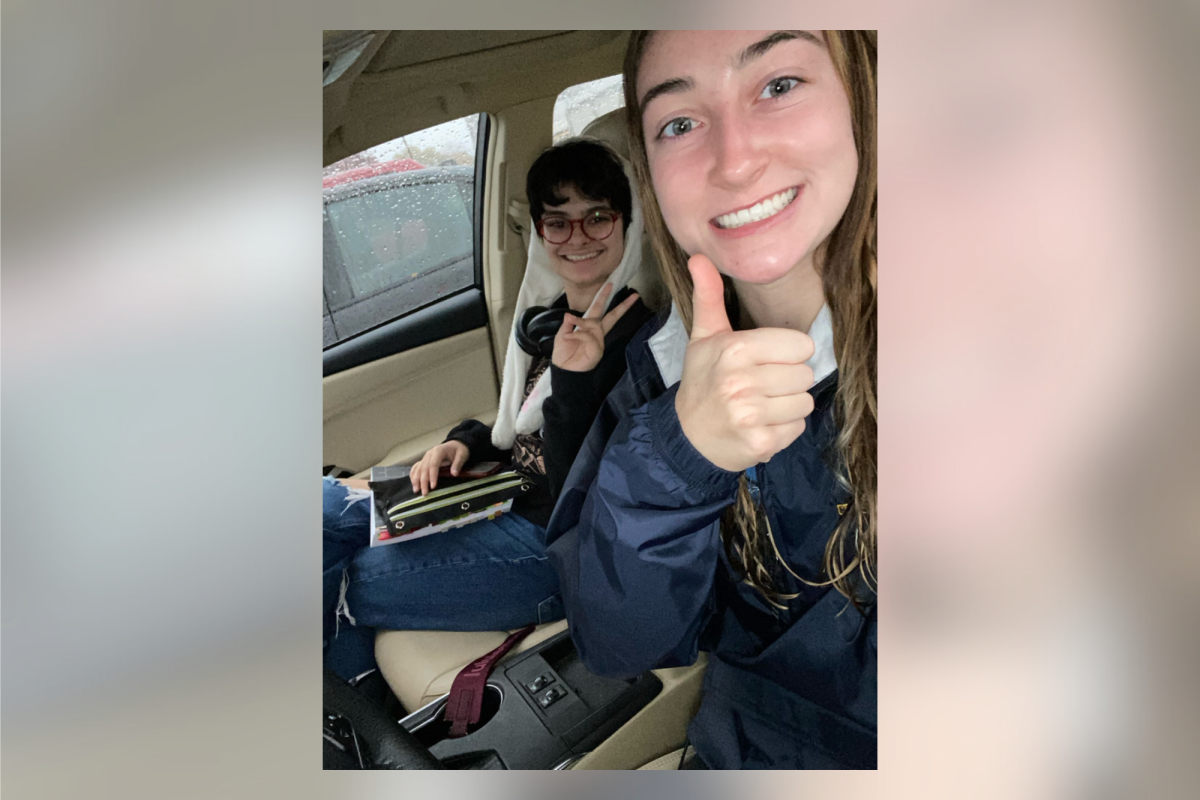 CARPOOL CONVERSATIONS. Juniors Leah Passe and Nyx Wells commute to school everyday in the morning. Their time carpooling together has lead to many conversations and has fostered their connection. (Photo submitted by Leah Passe)