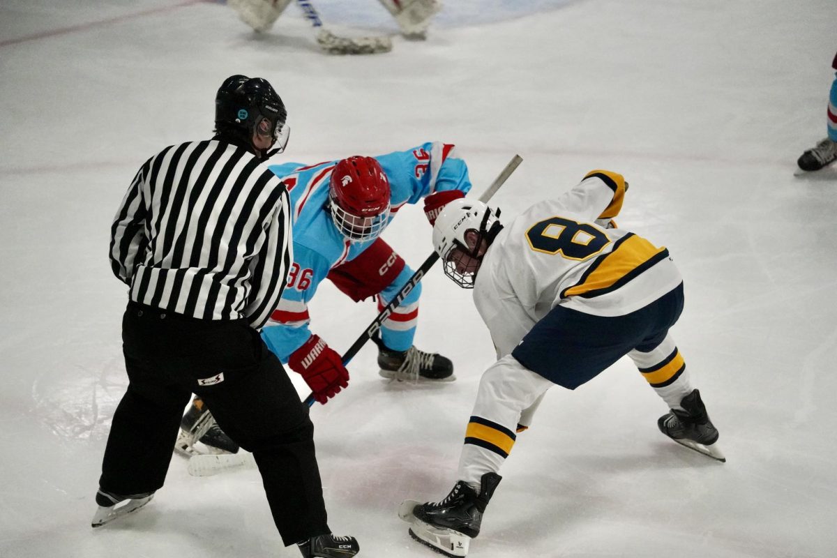 FACE OFF. The Spartans faced off against the Simley Spartans for their first home game of the new season. 