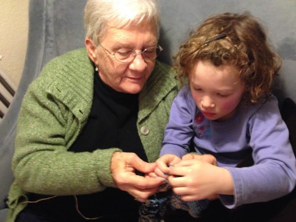 KNITTING KNOWLEDGE. A young Ella England knits
sweaters with her grandmother. SUBMITTED PHOTO: Ella England 