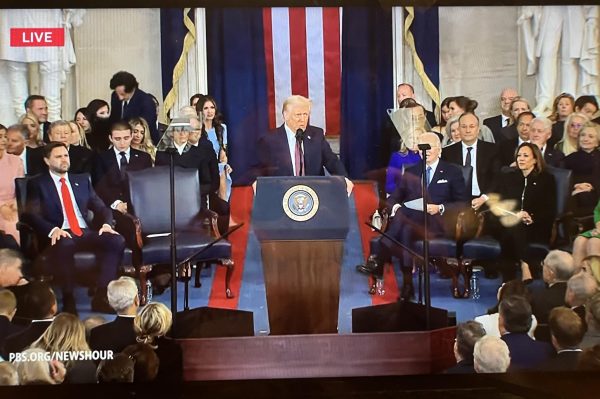 START OF A GOLDEN AGE: Donald Trump gave his inauguration speech inside of the capital rotunda. Trump declared that this would mark a start of a "golden age" (Screen capture from PBS News)